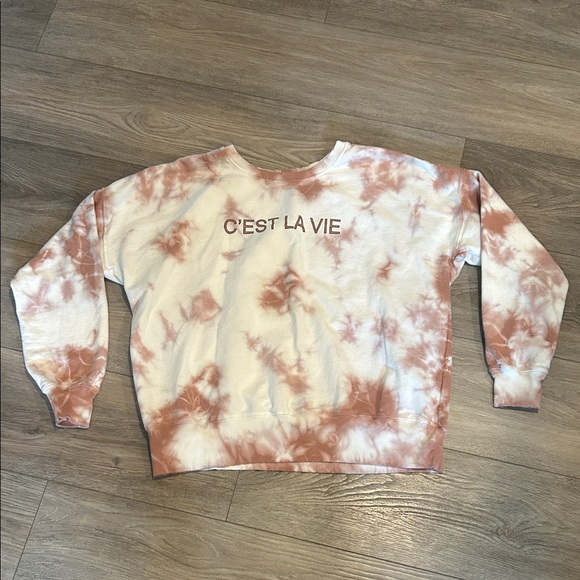 Tie-Dye 'C'est La Vie' Women’s Sweatshirt Size M - Picture 1 of 6